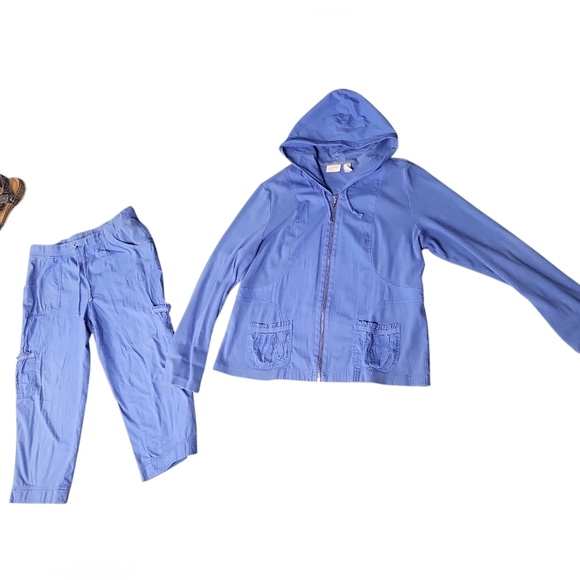 Zenergy by Chicos Blue Zip Up  Jacket Sweatpants Set - Picture 1 of 7